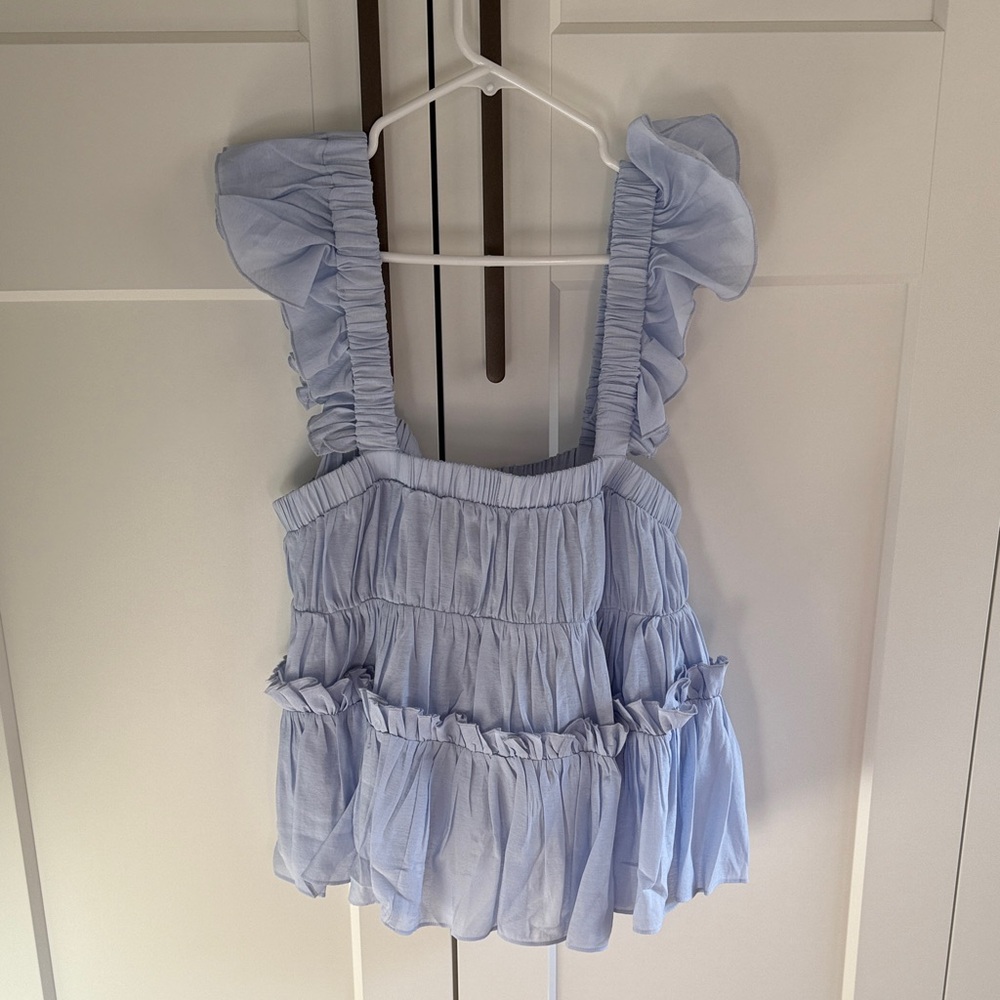 Mare Anthropologie Light Blue Ruffled Women's Tank Top L